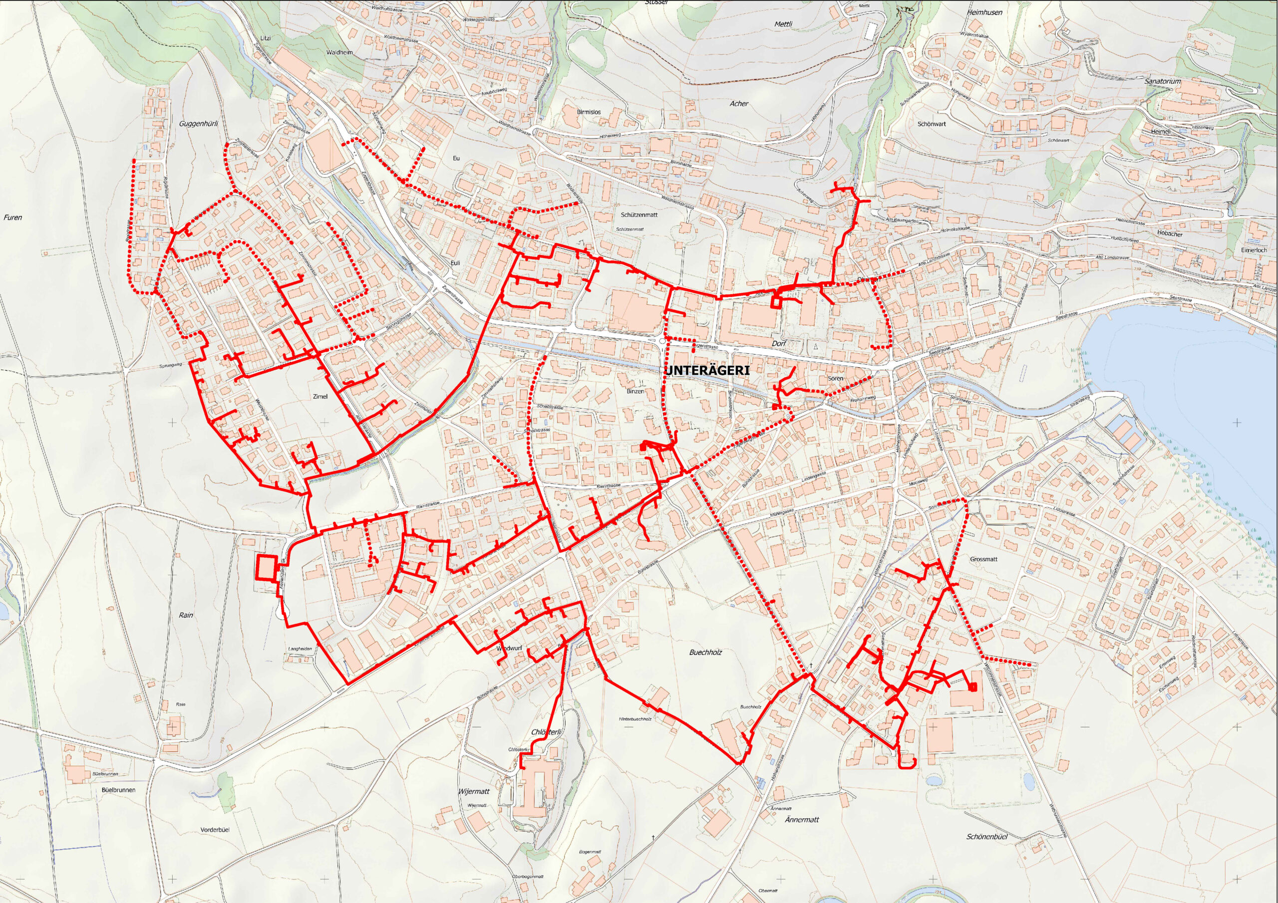 Aktueller Stand des Leitungsbaus vom Wärmeverbund Ägeri